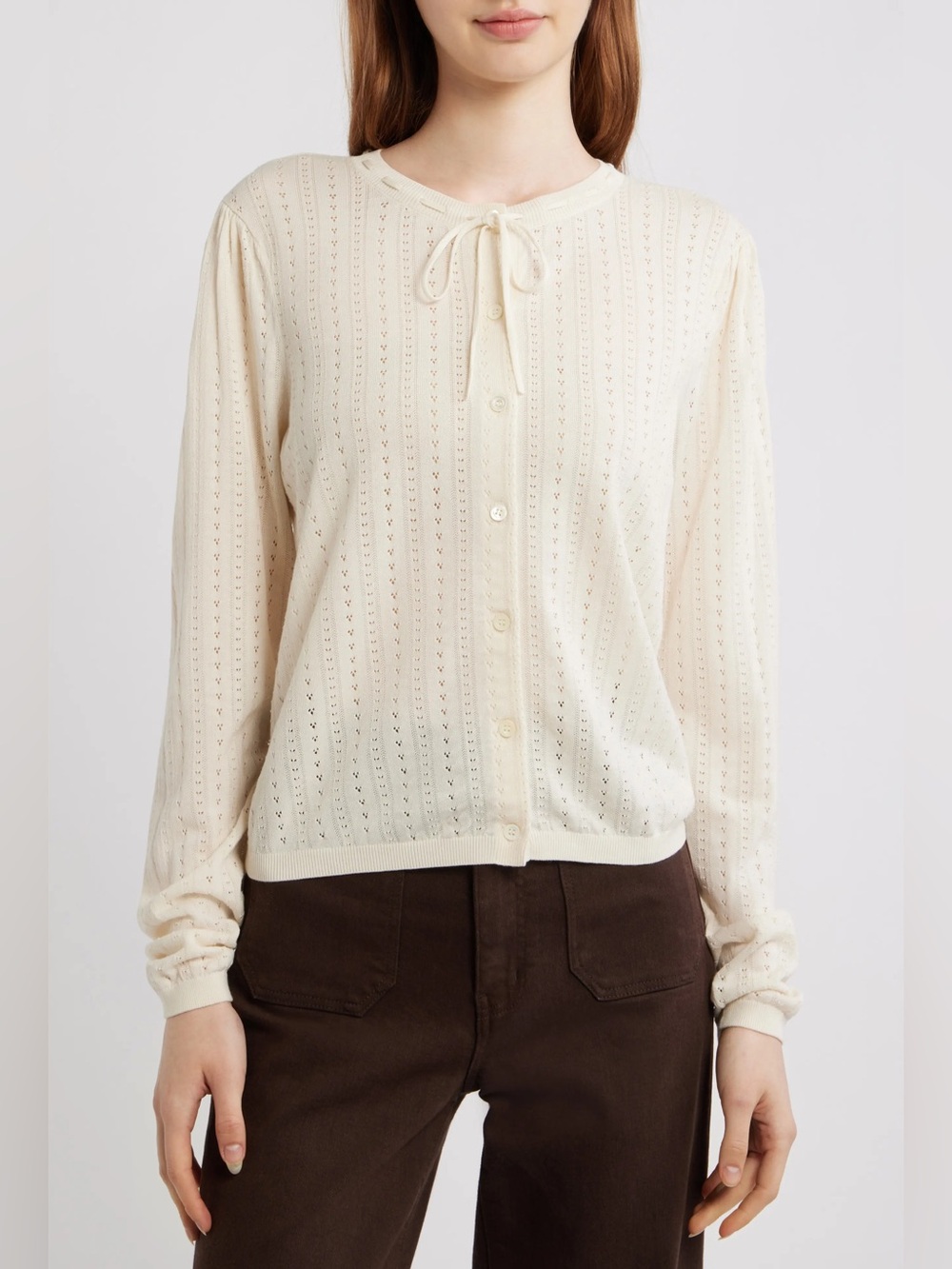 Frame Cotton And Modal Pointelle Cardigan